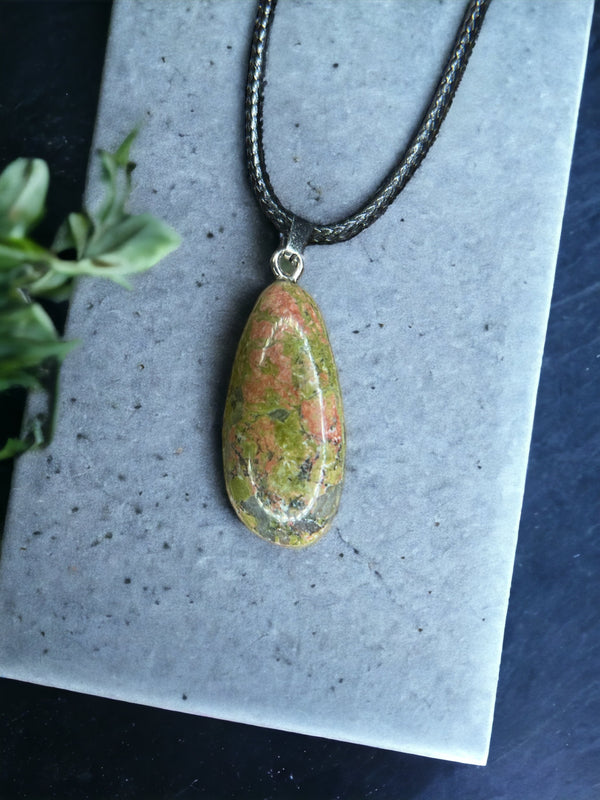 Unakite Crystal Pendant Necklace