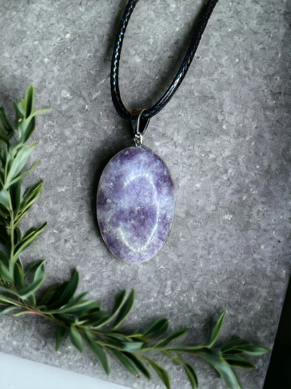 Lepidolite Crystal Pendant Necklace