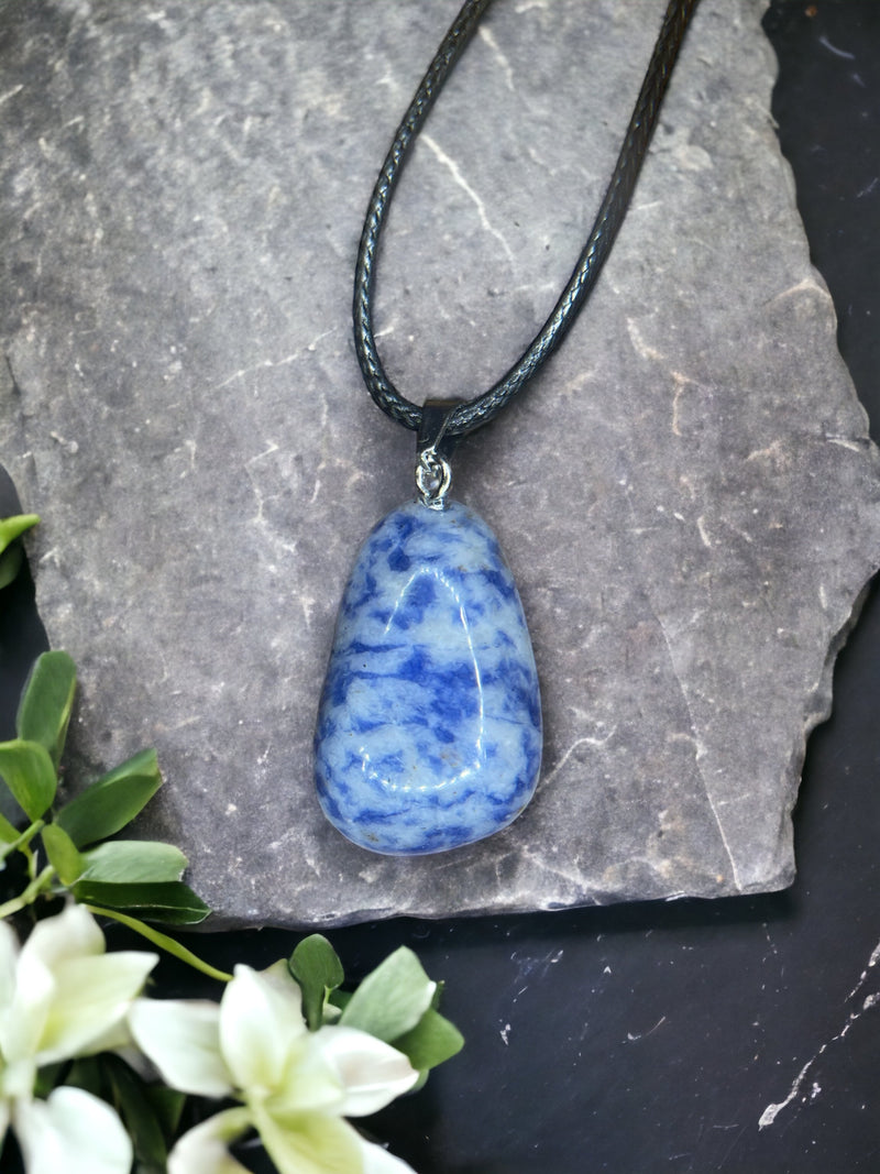 Blue Spot Jasper Crystal Pendant Necklace