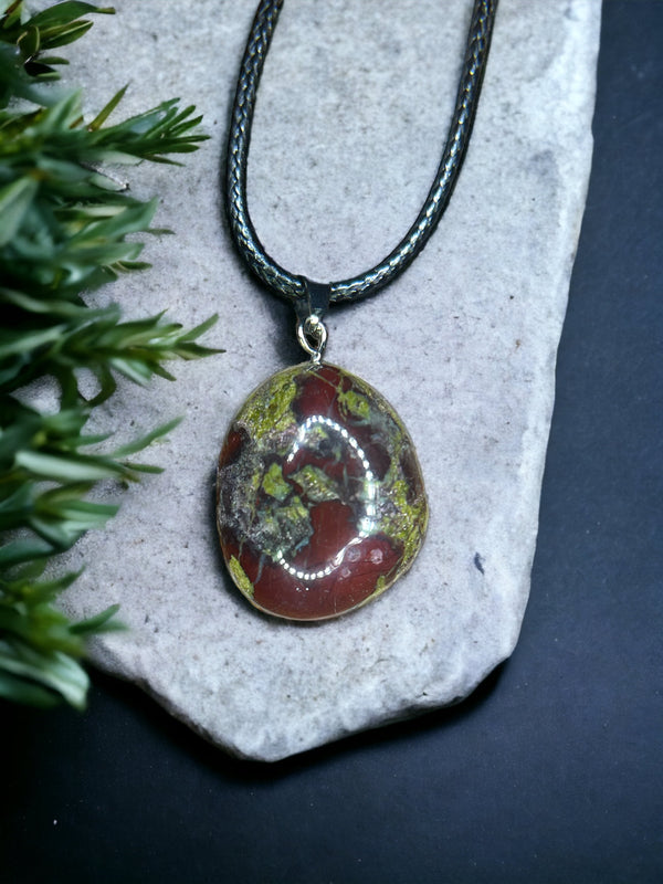 Dragons Blood Stone Crystal Pendant Necklace