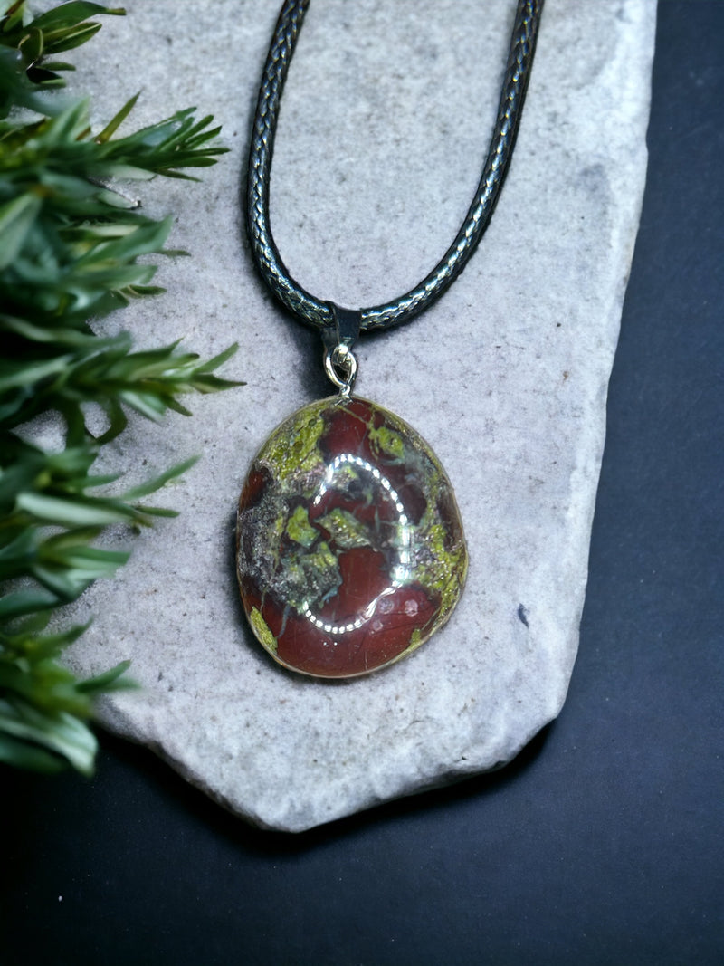 Dragons Blood Stone Crystal Pendant Necklace