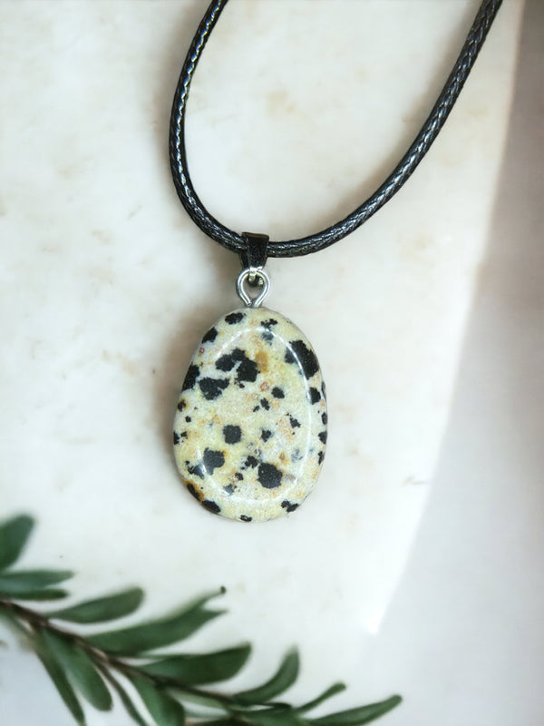Dalmatian Jasper Crystal Pendant Necklace
