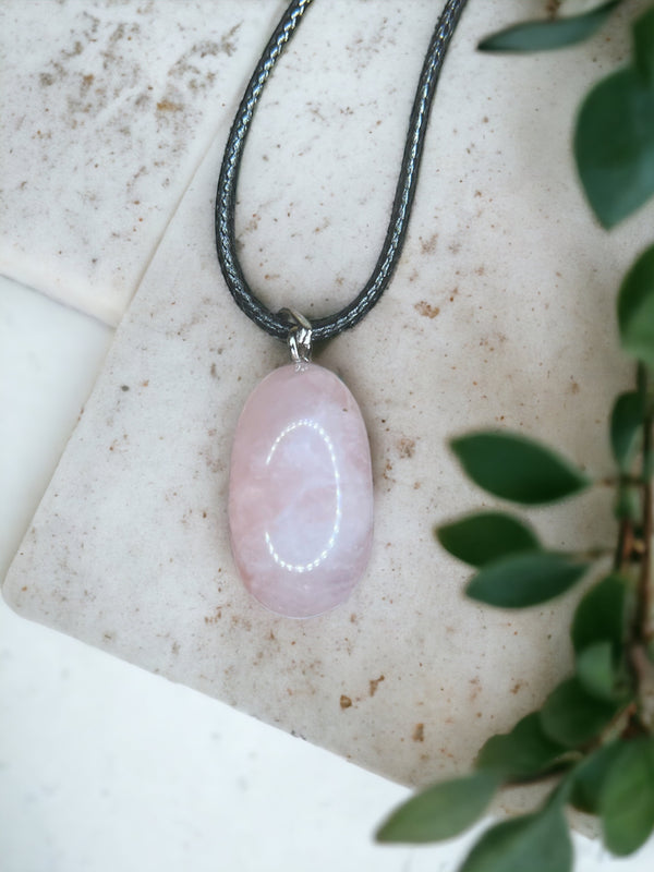 Rose Quartz Crystal Pendant Necklace