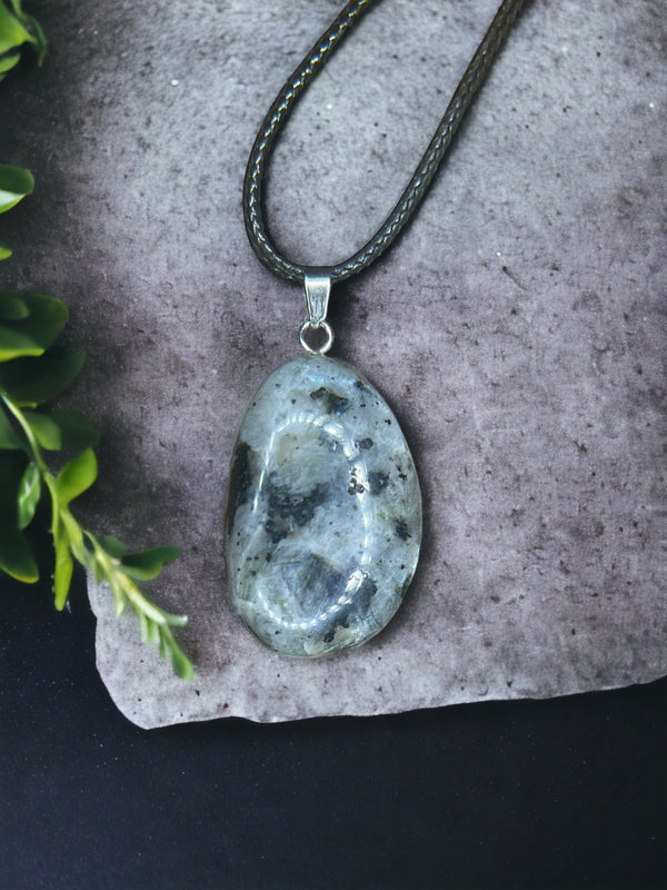 Larvakite Crystal Pendant Necklace
