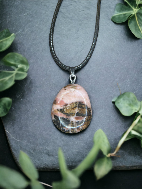 Rhodonite Crystal Pendant Necklace