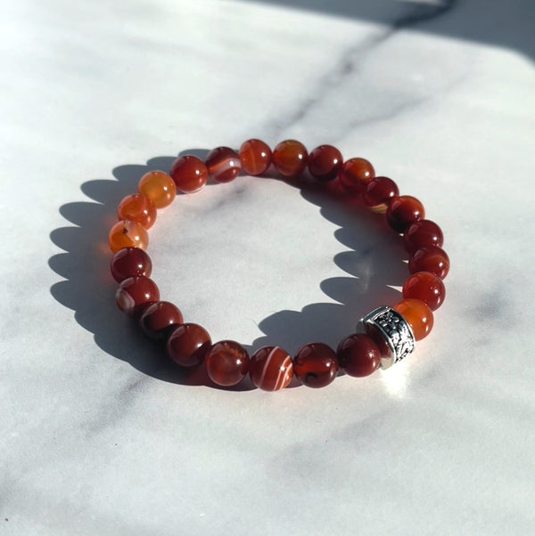 8mm Carnelian Bead Bracelet