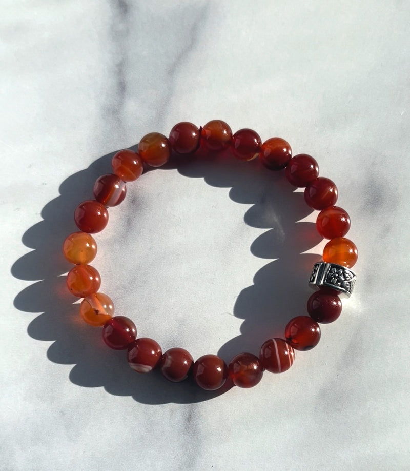 8mm Carnelian Bead Bracelet