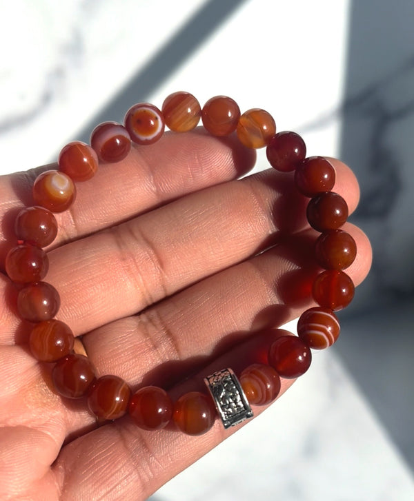 8mm Carnelian Bead Bracelet