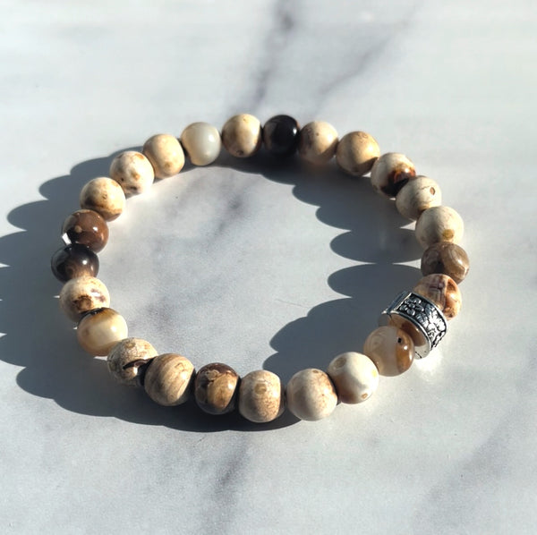 8mm Light Brown Orca Agate Bracelet