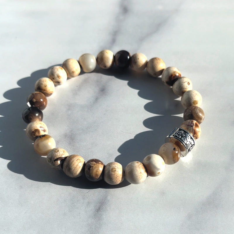 8mm Light Brown Orca Agate Bracelet