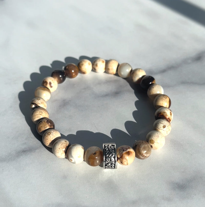 8mm Light Brown Orca Agate Bracelet