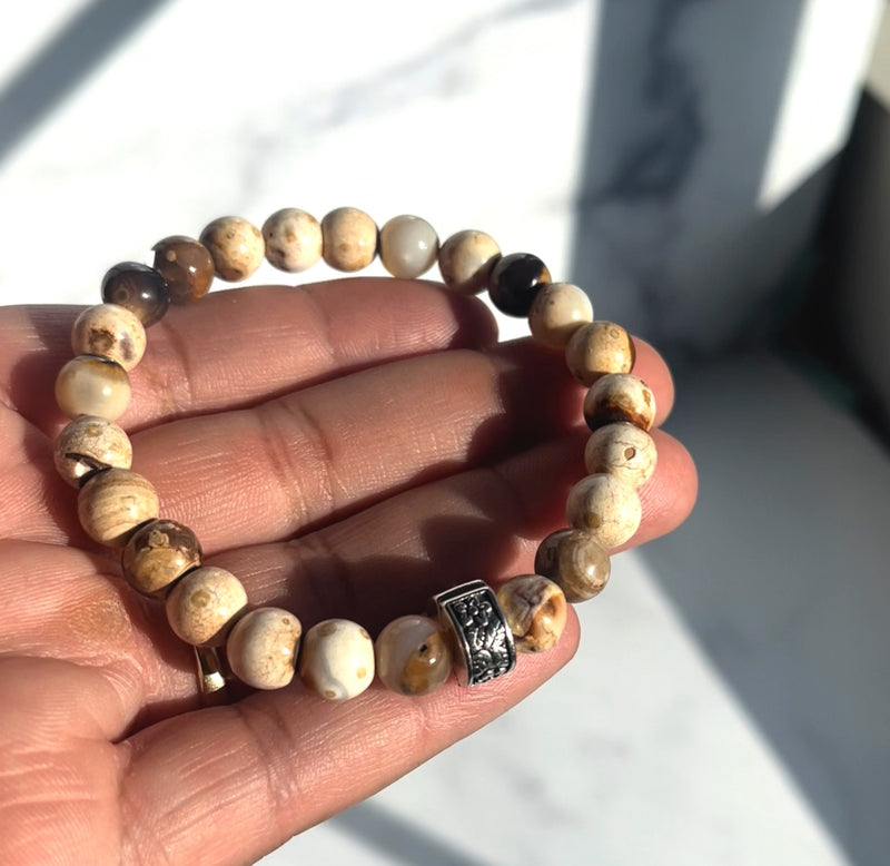8mm Light Brown Orca Agate Bracelet