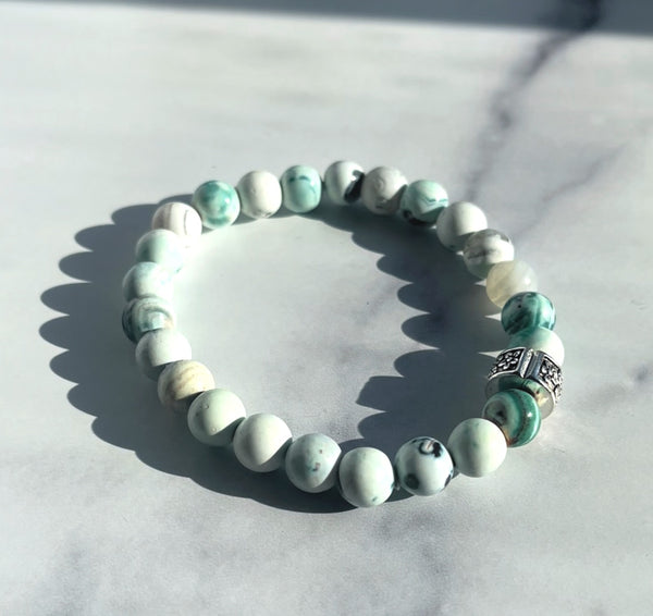 8mm Green Orca Agate Bracelet