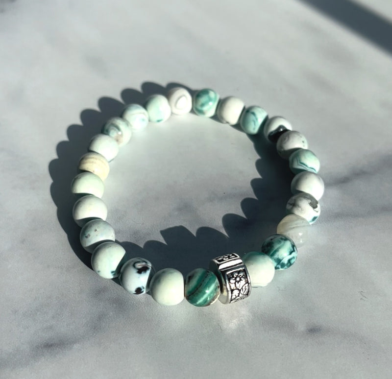 8mm Green Orca Agate Bracelet