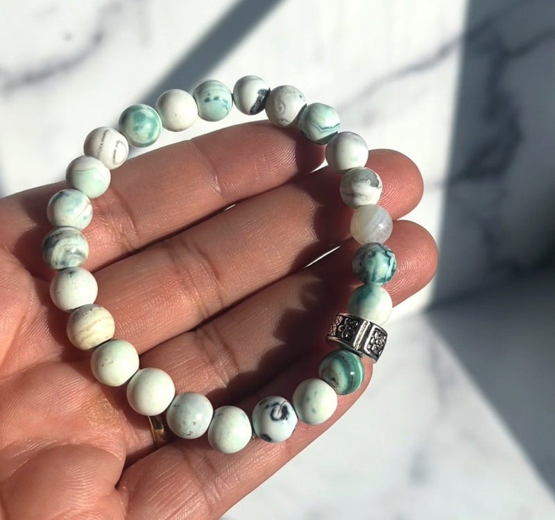 8mm Green Orca Agate Bracelet
