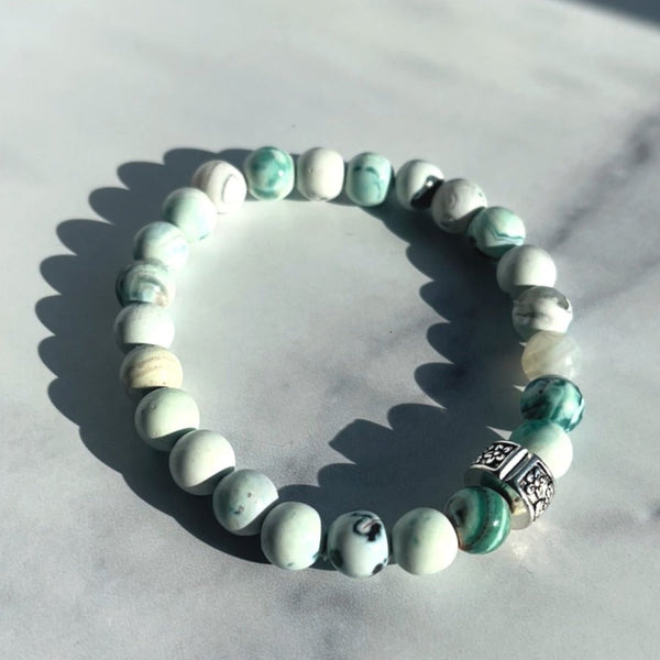 8mm Green Orca Agate Bracelet