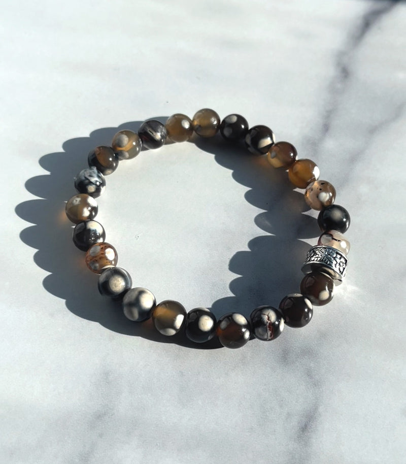 8mm Dark Brown Orca Agate Bracelet