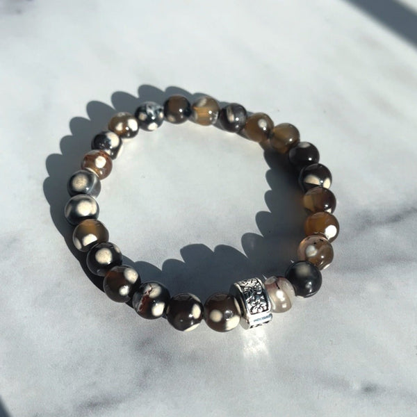 8mm Dark Brown Orca Agate Bracelet