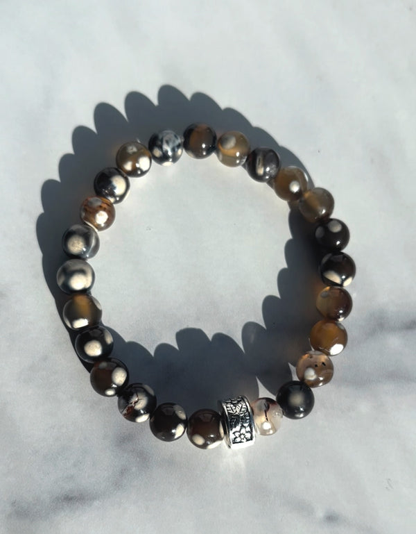 8mm Dark Brown Orca Agate Bracelet
