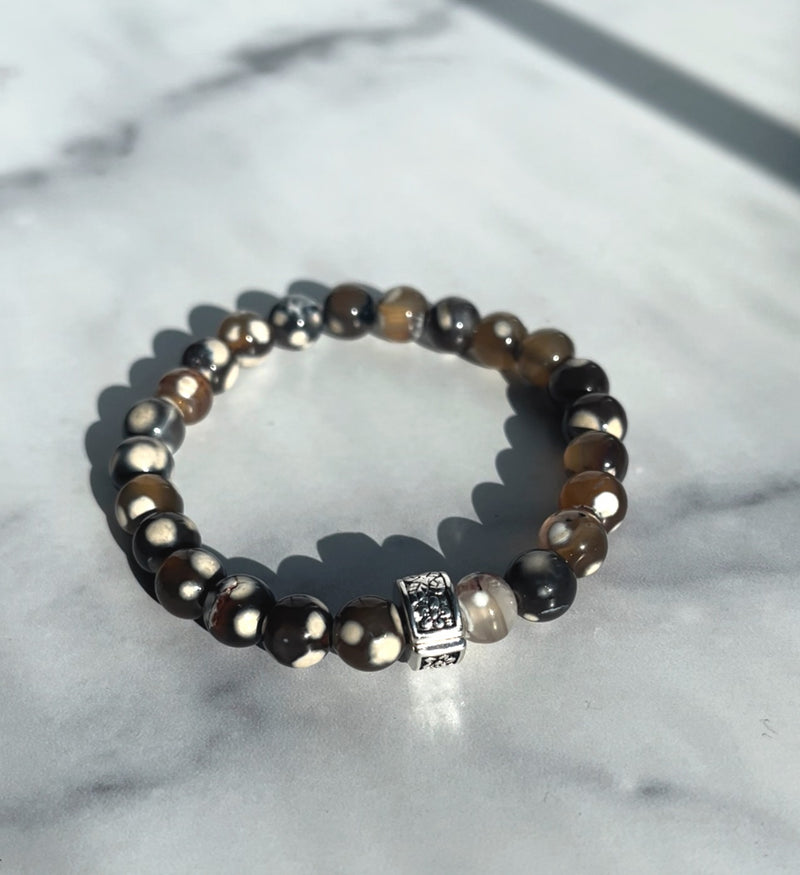8mm Dark Brown Orca Agate Bracelet
