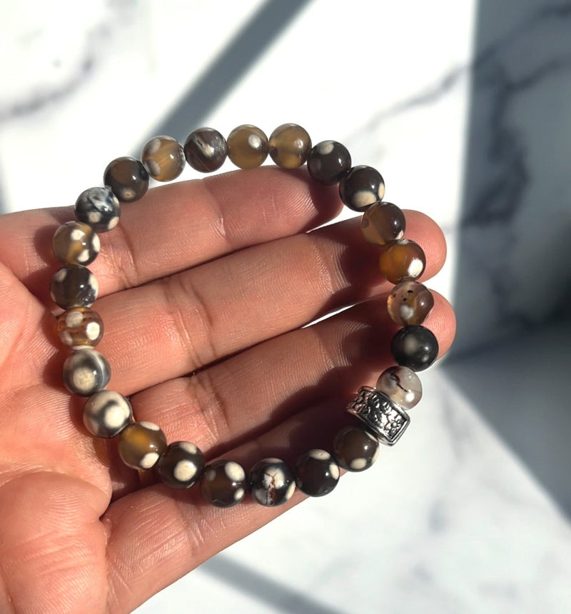 8mm Dark Brown Orca Agate Bracelet