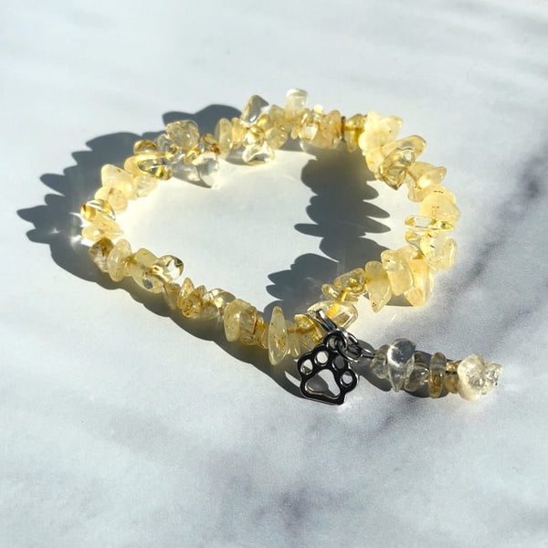 Golden Paw Citrine Charm Bracelet