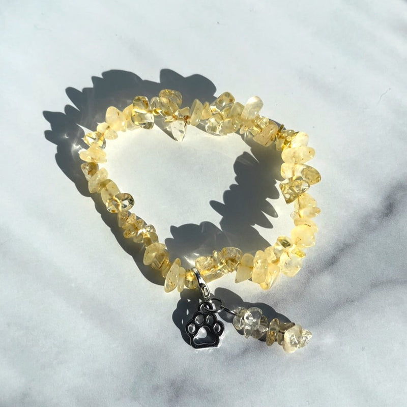 Golden Paw Citrine Charm Bracelet