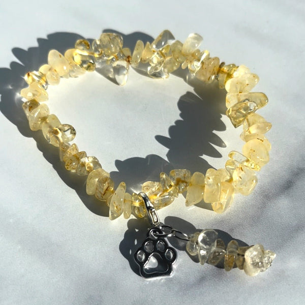 Golden Paw Citrine Charm Bracelet