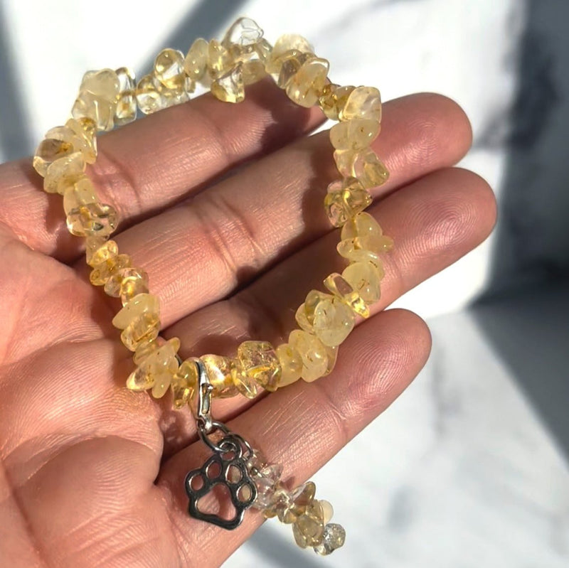 Golden Paw Citrine Charm Bracelet