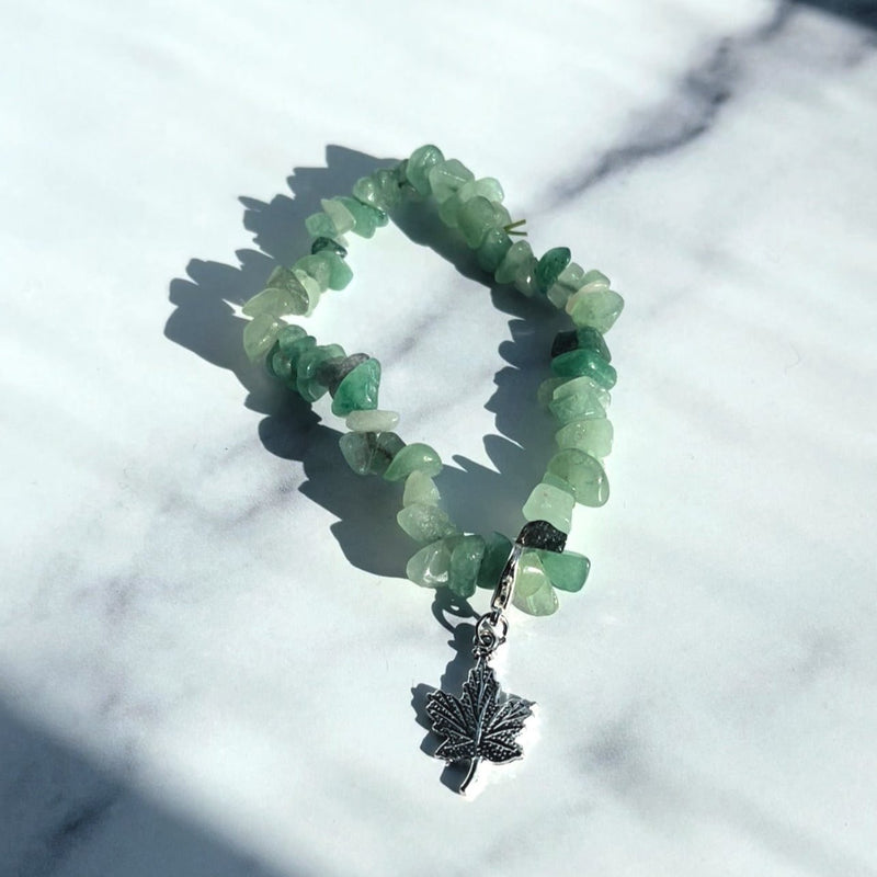 Green Aventurine Leaf Charm Bracelet