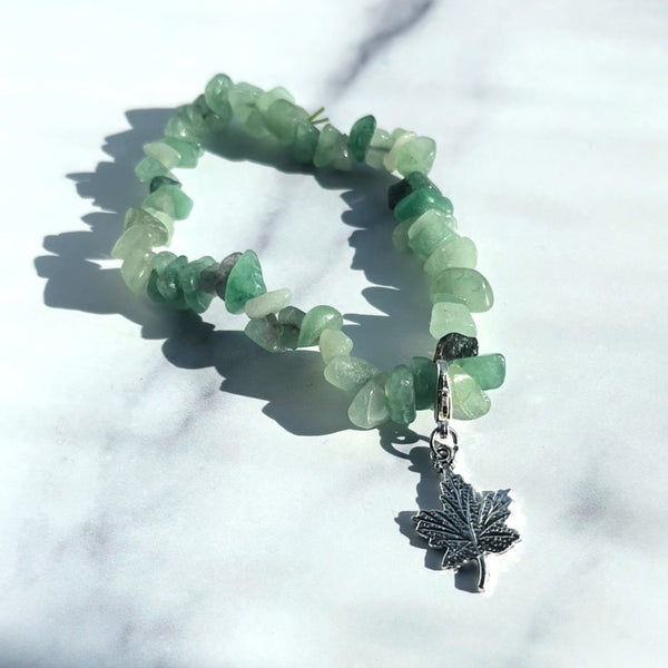 Green Aventurine Leaf Charm Bracelet