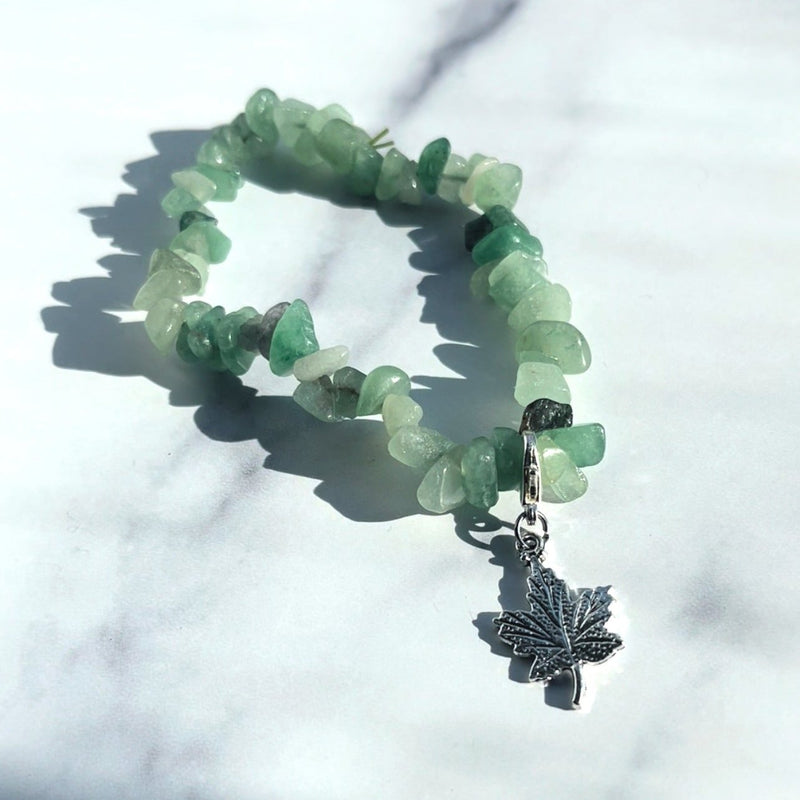 Green Aventurine Leaf Charm Bracelet