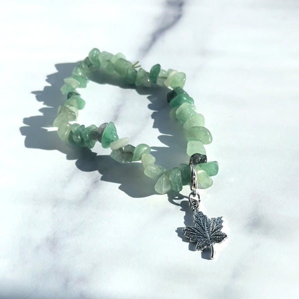 Green Aventurine Leaf Charm Bracelet