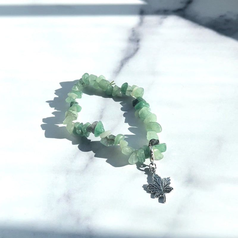 Green Aventurine Leaf Charm Bracelet