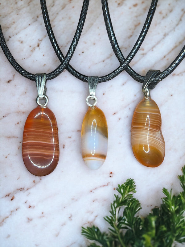 Carnelian Crystal Pendant Necklace