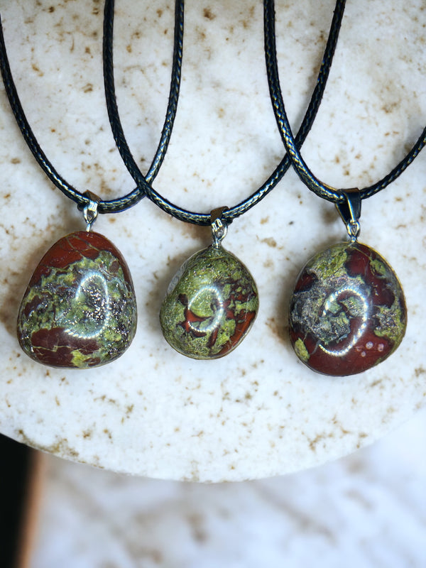 Dragons Blood Stone Crystal Pendant Necklace
