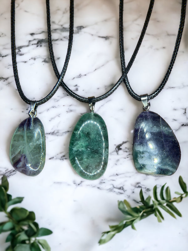 Flourite Crystal Pendant Necklace