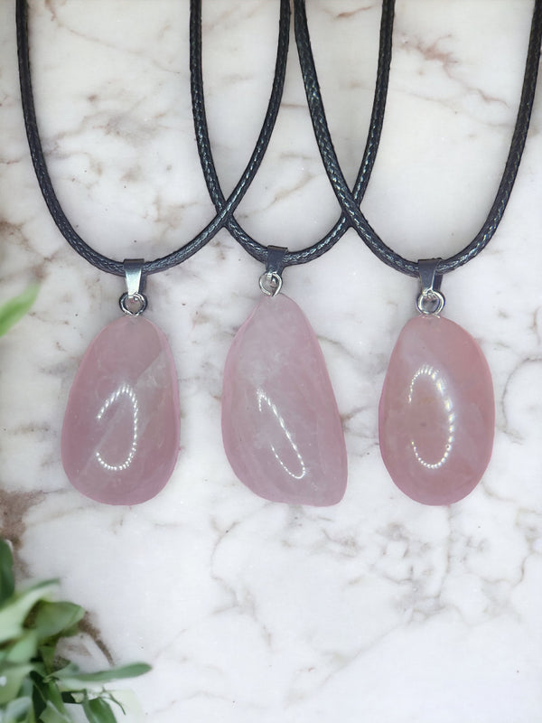 Rose Quartz Crystal Pendant Necklace
