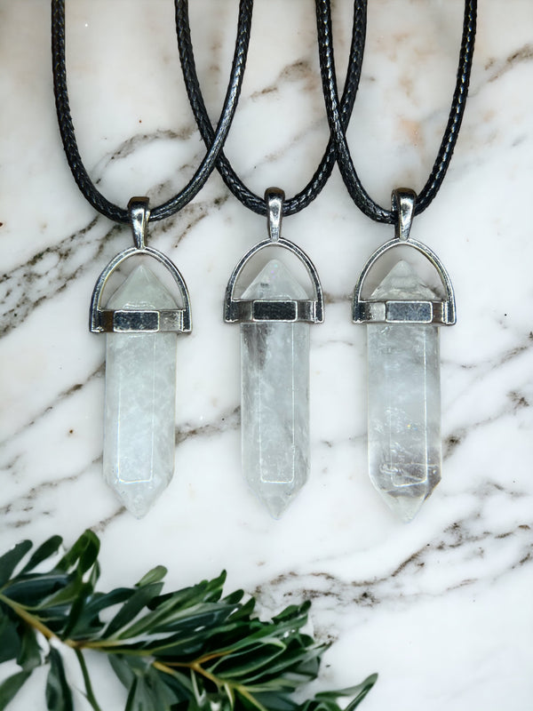 Clear Quartz DT Point Crystal Necklace