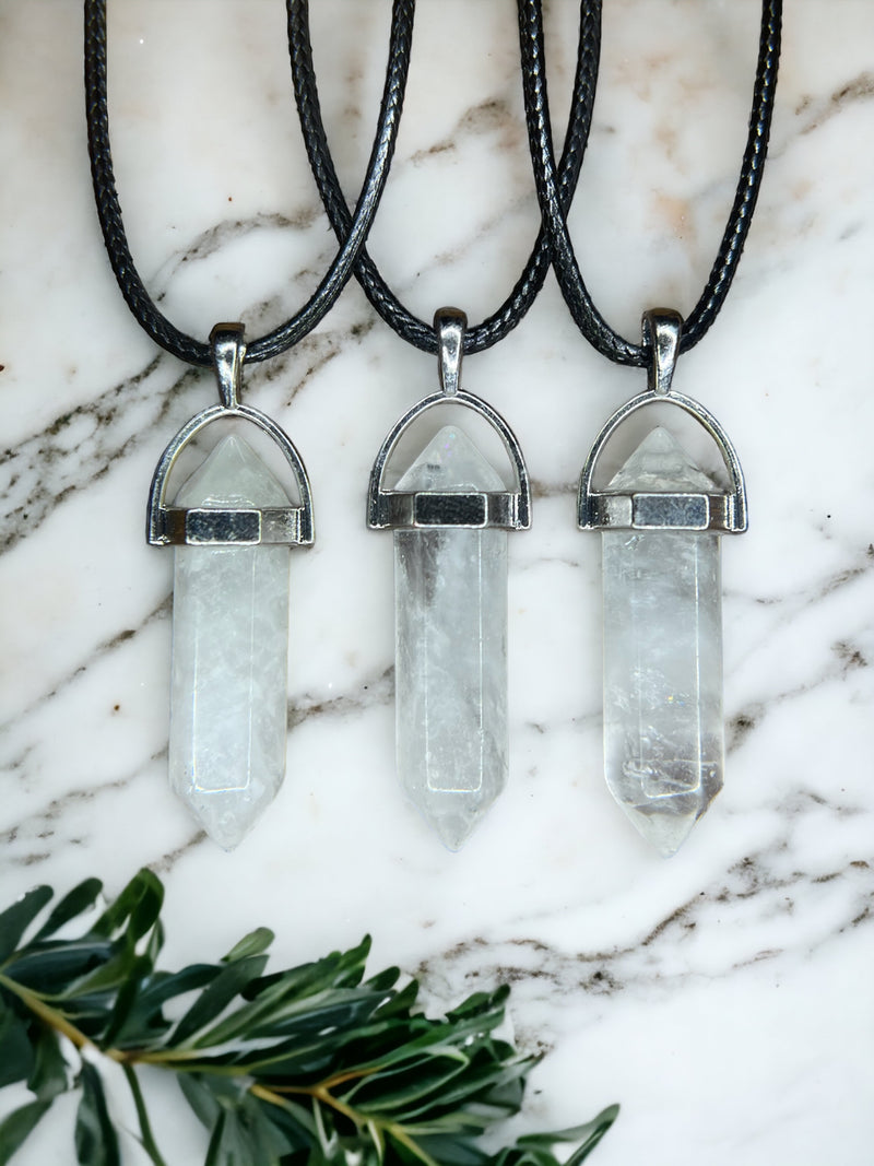 Clear Quartz DT Point Crystal Necklace