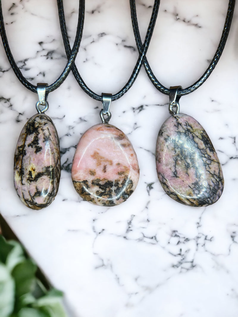 Rhodonite Crystal Pendant Necklace