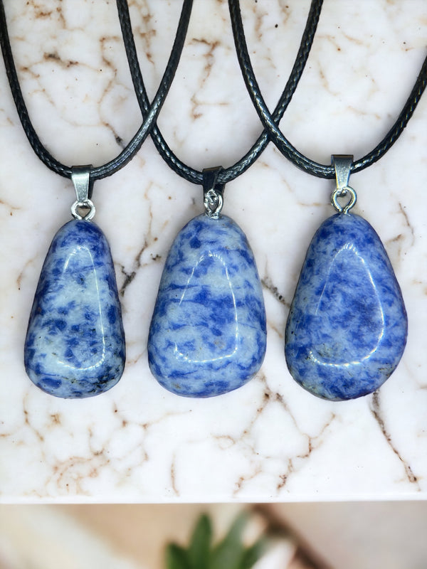 Blue Spot Jasper Crystal Pendant Necklace