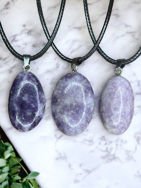 Lepidolite Crystal Pendant Necklace