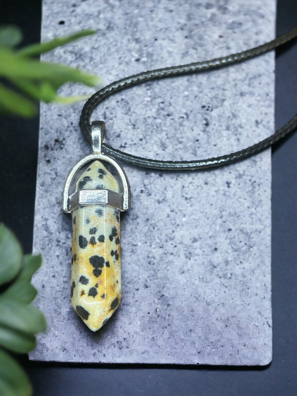 Dalmatian Jasper DT Point Crystal Necklace