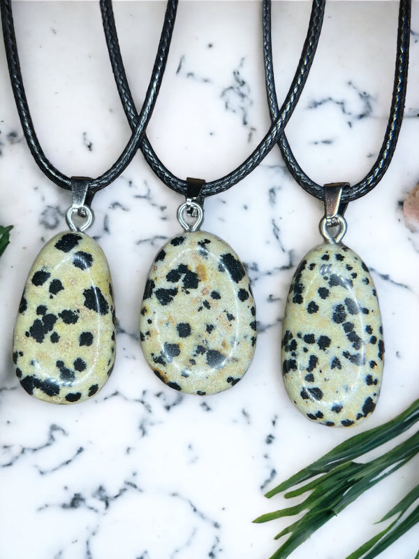 Dalmatian Jasper Crystal Pendant Necklace