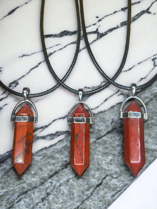 Red Jasper DT Point Crystal Necklace