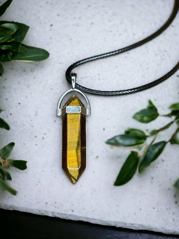 Tiger Eye DT Point Crystal Necklace