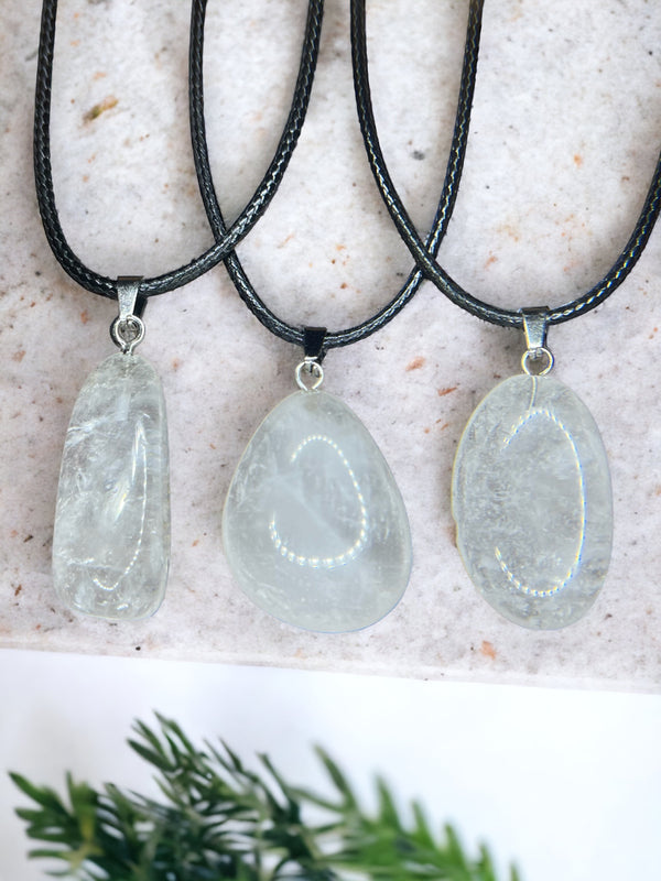 Clear Quartz Crystal Pendant Necklace