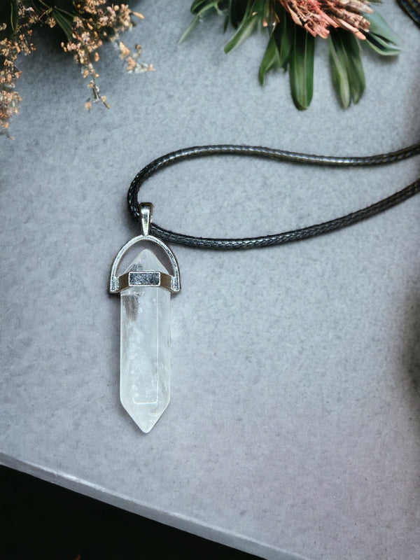 Clear Quartz DT Point Crystal Necklace