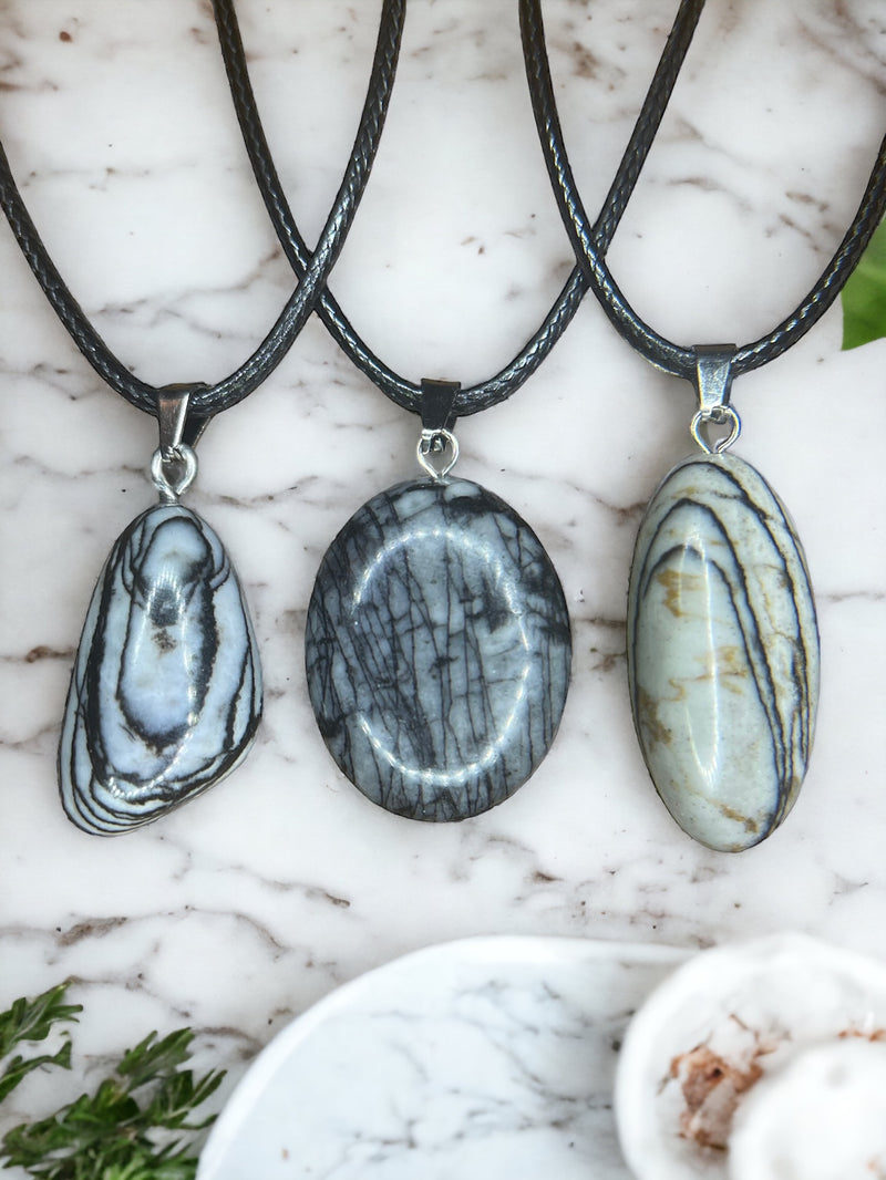 Spider Web Jasper Crystal Pendant Necklace